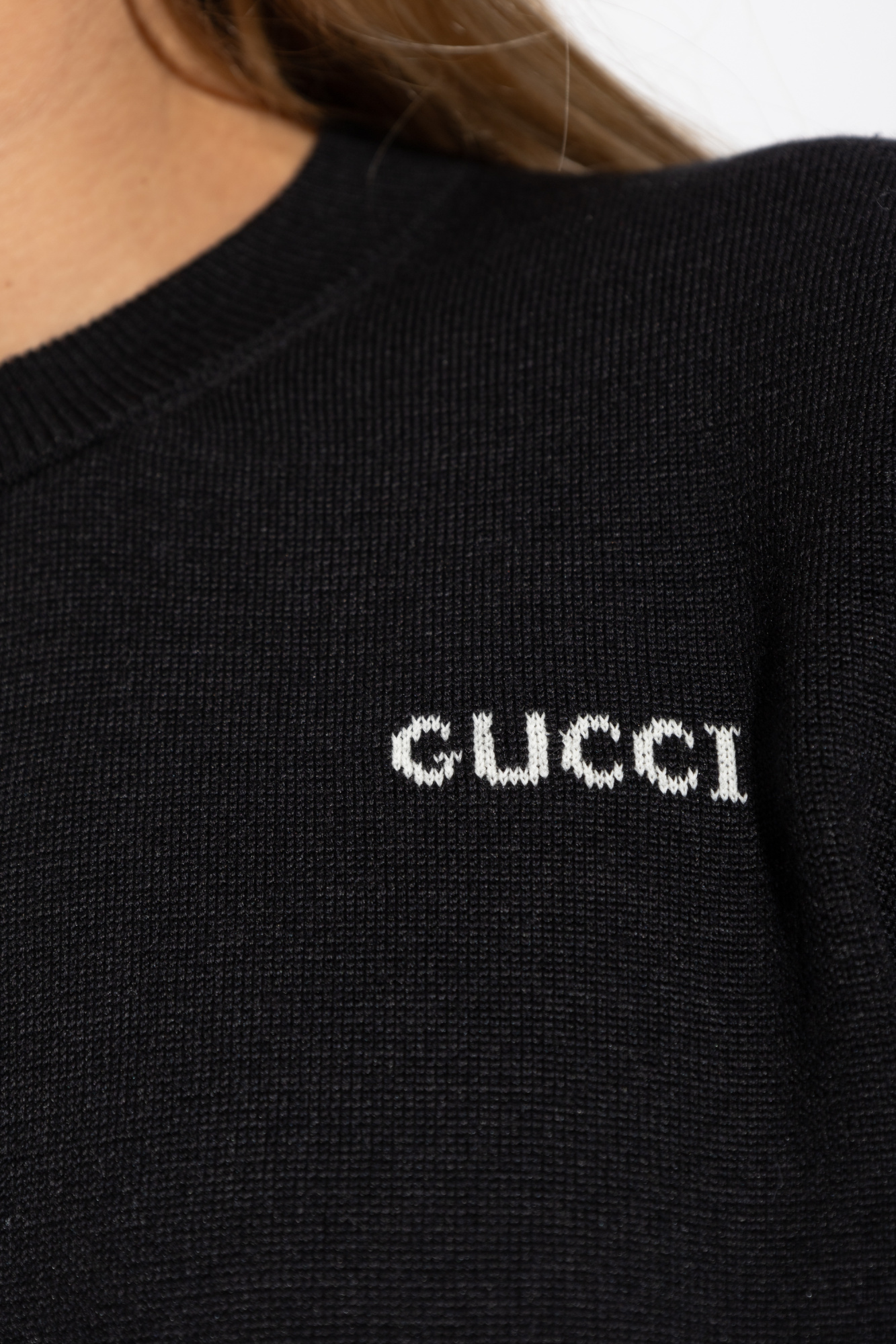 正規品❗️【GUCCI】ダークグレー ニット ジャンパー レザー ポケット　美品 GUCCI(グッチ) レザージャケット・コート(レディース) - 海外